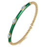 Enamel - 14K Yellow Gold Bujukan Blue Topaz Split Bangle with Chrome Green Enamel