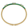 Enamel - 14K Yellow Gold Bujukan Blue Topaz Split Bangle with Chrome Green Enamel