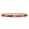 Enamel - 14K Yellow Gold Bujukan Blue Topaz Split Bangle with Chrome Red Enamel