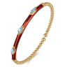 Enamel - 14K Yellow Gold Bujukan Blue Topaz Split Bangle with Chrome Red Enamel