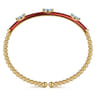 Enamel - 14K Yellow Gold Bujukan Blue Topaz Split Bangle with Chrome Red Enamel