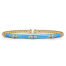 Enamel - 14K Yellow Gold Bujukan Blue Topaz Split Bangle with Dusk Blue Enamel