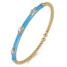 Enamel - 14K Yellow Gold Bujukan Blue Topaz Split Bangle with Dusk Blue Enamel