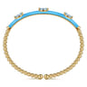 Enamel - 14K Yellow Gold Bujukan Blue Topaz Split Bangle with Dusk Blue Enamel