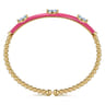 Enamel - 14K Yellow Gold Bujukan Blue Topaz Split Bangle with Fuchsia Enamel