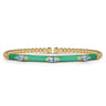 Enamel - 14K Yellow Gold Bujukan Blue Topaz Split Bangle with Mint Green Enamel