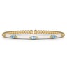 Enamel - 14K Yellow Gold Bujukan Blue Topaz Split Bangle with White Enamel