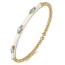 Enamel - 14K Yellow Gold Bujukan Blue Topaz Split Bangle with White Enamel