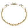 Enamel - 14K Yellow Gold Bujukan Blue Topaz Split Bangle with White Enamel