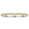 Enamel - 14K Yellow Gold Bujukan Blue Topaz Split Bangle with White Enamel