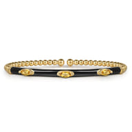 Enamel - 14K Yellow Gold Bujukan Citrine Split Bangle with Black Enamel