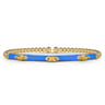 Enamel - 14K Yellow Gold Bujukan Citrine Split Bangle with Blue Enamel