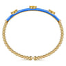 Enamel - 14K Yellow Gold Bujukan Citrine Split Bangle with Blue Enamel