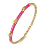 Enamel - 14K Yellow Gold Bujukan Citrine Split Bangle with Fuchsia Enamel