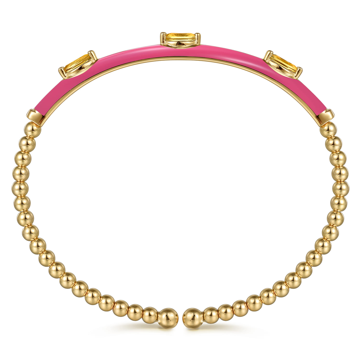 Enamel - 14K Yellow Gold Bujukan Citrine Split Bangle with Fuchsia Enamel - Shot 3