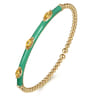 Enamel - 14K Yellow Gold Bujukan Citrine Split Bangle with Mint Green Enamel