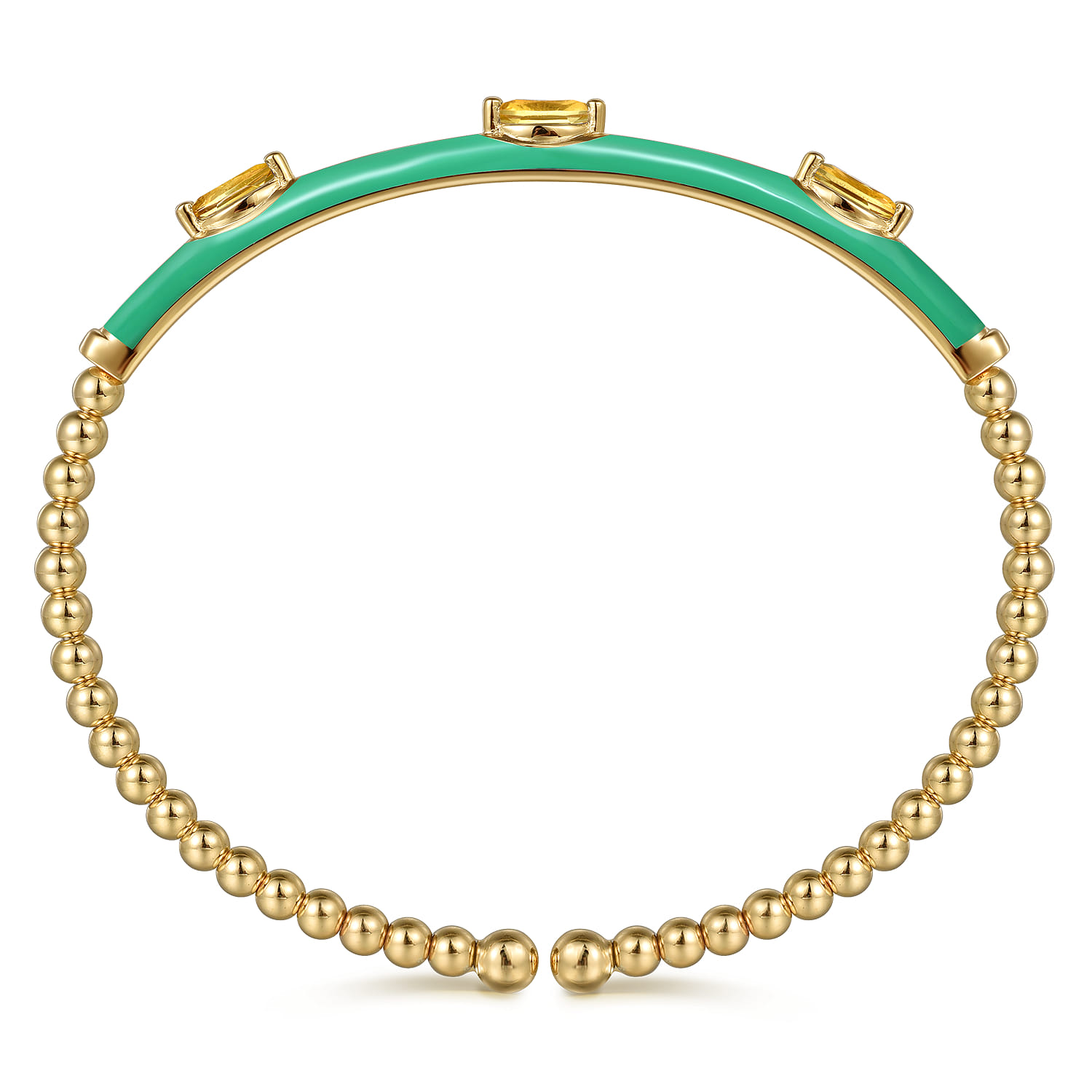 Enamel - 14K Yellow Gold Bujukan Citrine Split Bangle with Mint Green Enamel - Shot 3