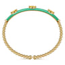 Enamel - 14K Yellow Gold Bujukan Citrine Split Bangle with Mint Green Enamel