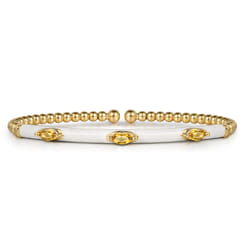 Enamel - 14K Yellow Gold Bujukan Citrine Split Bangle with White Enamel