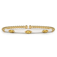 Enamel - 14K Yellow Gold Bujukan Citrine Split Bangle with White Enamel