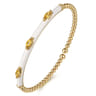 Enamel - 14K Yellow Gold Bujukan Citrine Split Bangle with White Enamel