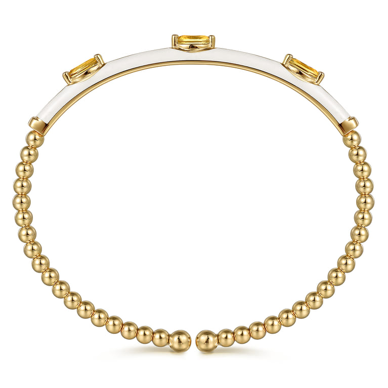 Enamel - 14K Yellow Gold Bujukan Citrine Split Bangle with White Enamel - Shot 3