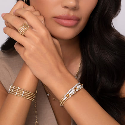 Enamel - 14K Yellow Gold Bujukan Citrine Split Bangle with White Enamel