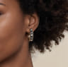 Enamel - 14K Yellow Gold Bujukan Diamond Classic Hoop Earrings with Black Enamel - 0.3 ct