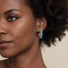 Enamel - 14K Yellow Gold Bujukan Diamond Classic Hoop Earrings with Blue Enamel - 0.3 ct
