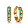 Enamel - 14K Yellow Gold Bujukan Diamond Classic Hoop Earrings with Chrome Green Enamel - 0.3 ct