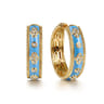 Enamel - 14K Yellow Gold Bujukan Diamond Classic Hoop Earrings with Dusk Blue Enamel - 0.3 ct