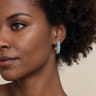 Enamel - 14K Yellow Gold Bujukan Diamond Classic Hoop Earrings with Dusk Blue Enamel - 0.3 ct