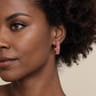 Enamel - 14K Yellow Gold Bujukan Diamond Classic Hoop Earrings with Fuchsia Enamel - 0.3 ct