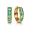 Enamel - 14K Yellow Gold Bujukan Diamond Classic Hoop Earrings with Mint Green Enamel - 0.3 ct