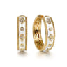 Enamel - 14K Yellow Gold Bujukan Diamond Classic Hoop Earrings with White Enamel - 0.3 ct