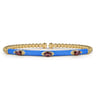 Enamel - 14K Yellow Gold Bujukan Garnet Split Bangle with Blue Enamel