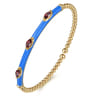 Enamel - 14K Yellow Gold Bujukan Garnet Split Bangle with Blue Enamel