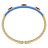 Enamel - 14K Yellow Gold Bujukan Garnet Split Bangle with Blue Enamel