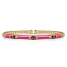 Enamel - 14K Yellow Gold Bujukan Garnet Split Bangle with Fuchsia Enamel