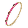 Enamel - 14K Yellow Gold Bujukan Garnet Split Bangle with Fuchsia Enamel