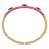 Enamel - 14K Yellow Gold Bujukan Garnet Split Bangle with Fuchsia Enamel