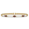 Enamel - 14K Yellow Gold Bujukan Garnet Split Bangle with White Enamel