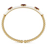 Enamel - 14K Yellow Gold Bujukan Garnet Split Bangle with White Enamel