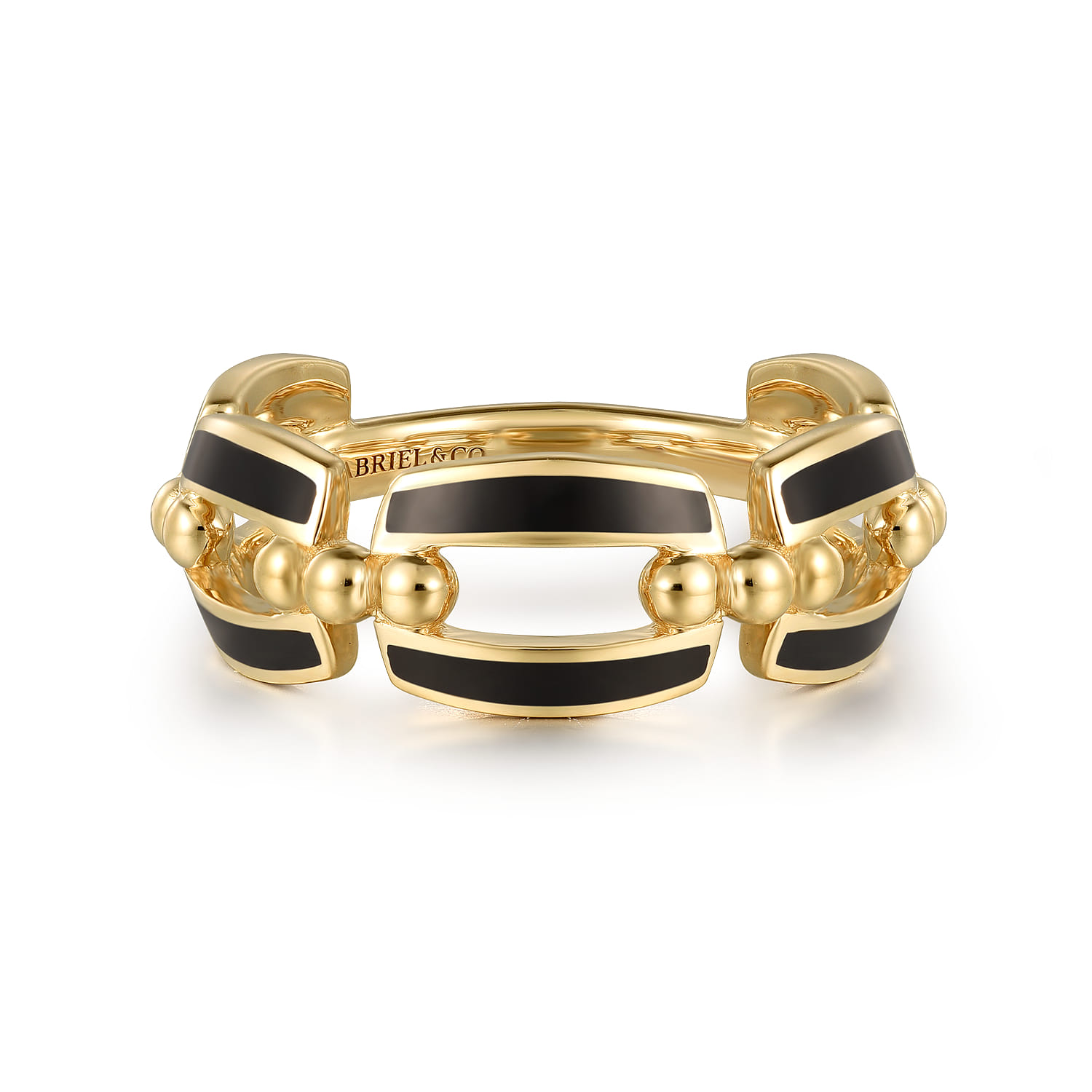 Enamel - 14K Yellow Gold Bujukan Link Chain Stackable with Black Enamel - Shot 1