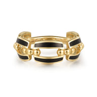 Enamel - 14K Yellow Gold Bujukan Link Chain Stackable with Black Enamel