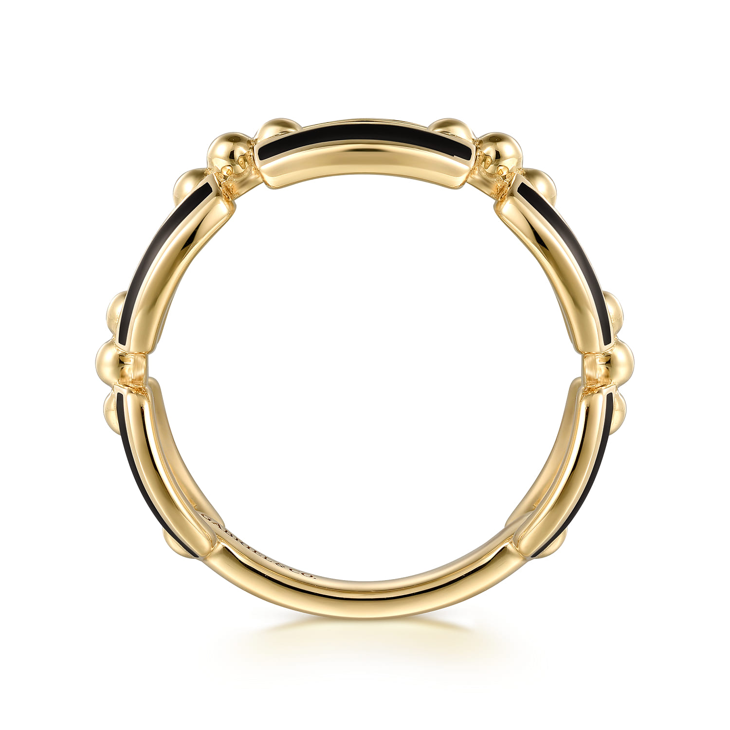 Enamel - 14K Yellow Gold Bujukan Link Chain Stackable with Black Enamel - Shot 2