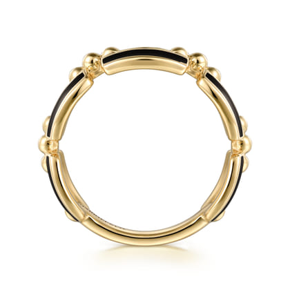 Enamel - 14K Yellow Gold Bujukan Link Chain Stackable with Black Enamel