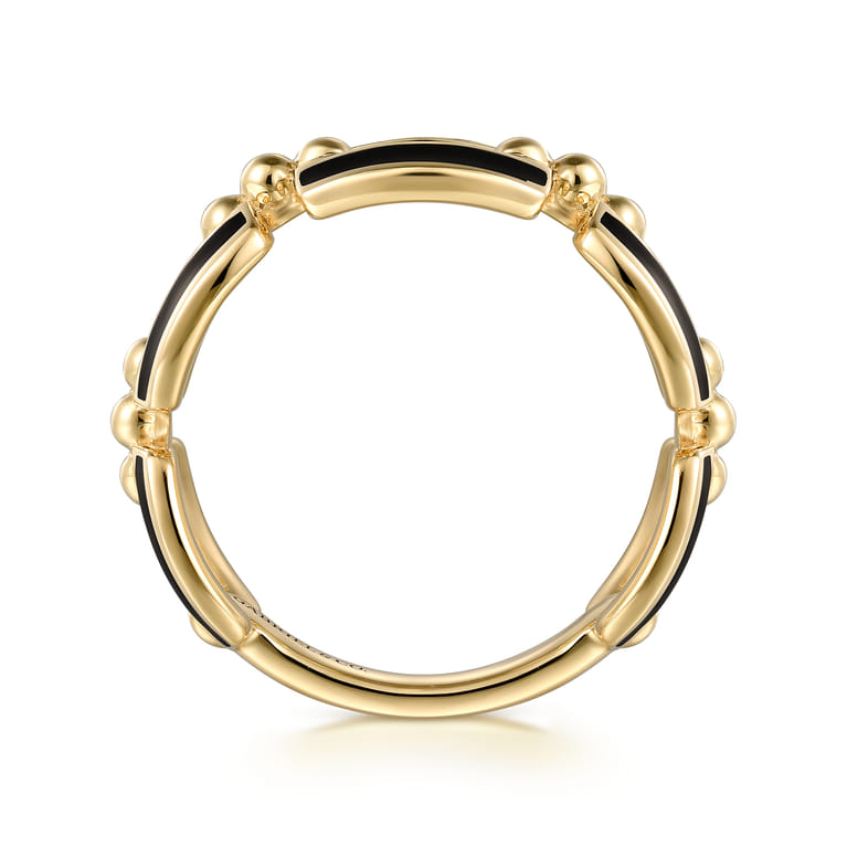 Enamel - 14K Yellow Gold Bujukan Link Chain Stackable with Black Enamel - Shot 2