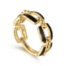 Enamel - 14K Yellow Gold Bujukan Link Chain Stackable with Black Enamel
