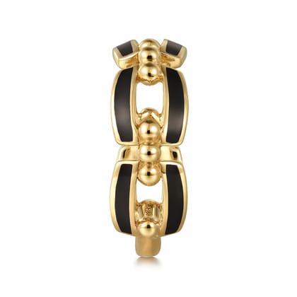 Enamel - 14K Yellow Gold Bujukan Link Chain Stackable with Black Enamel